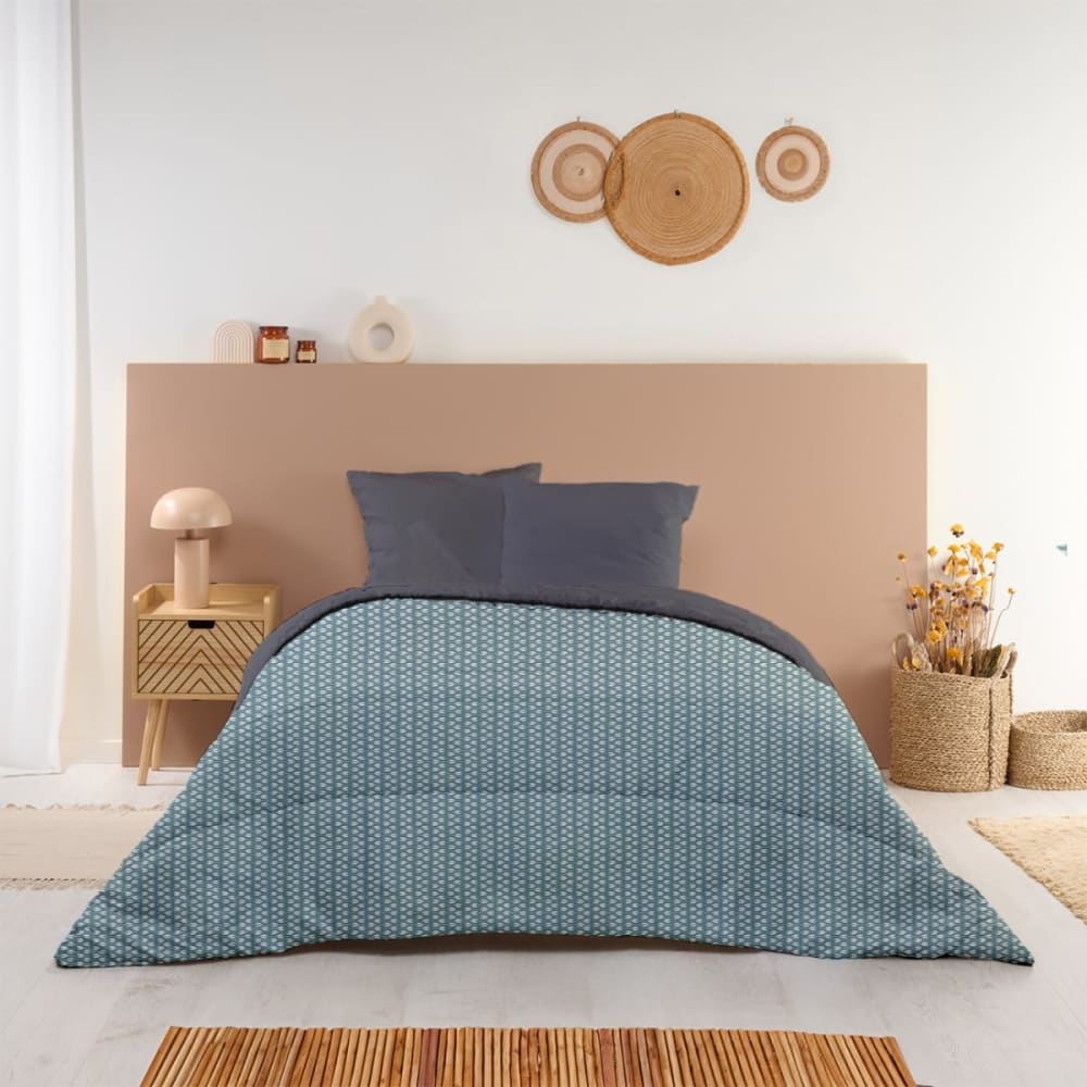 Bleu Câlin Couette imprimée chaude microfibre réversible 200x200cm Bleu 200x0x200cm
