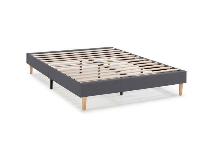 HOMN LIVING Sommier tapissier Aura 140x190 cm Hauteur 30 cm Gris foncé Base rembourrée en tissu pour chambre