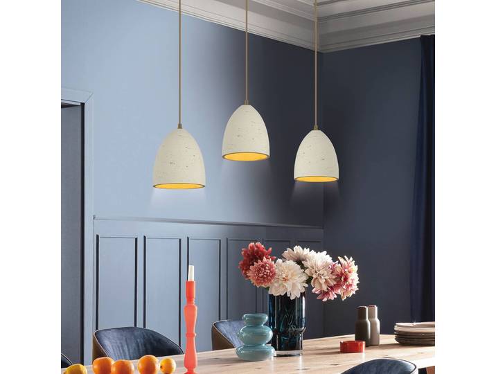 Schöner Wohnen Hängeleuchte Traventa, dimmbar, creme / amber, für Wohn- / Esszimmer, Beton, Mediterran