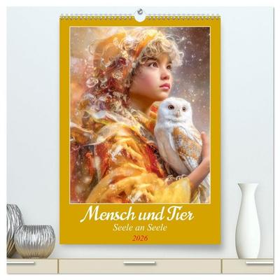 Mensch und Tier - Seele an Seele (hochwertiger Premium Wandkalender 2026 DIN A2 hoch), Kunstdruck in Hochglanz