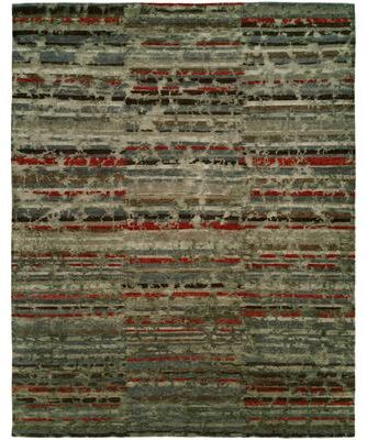 KALATY Modern Multi-Colored Hand-Knotted Wool & Viscose Area Rug