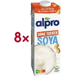 alpro 8er-Pack Sojadrink »ohne Zucker« 1l