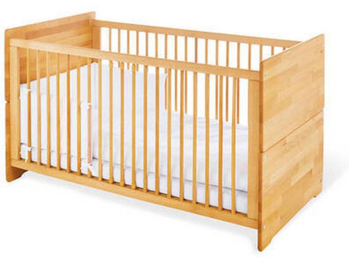 Pinolino Gitterbett Pinolino Natura, Buche, Holz, Buche, massiv, 140x70 cm, zum Juniorbett umbaubar, höhenverstellbar, Sitzsofa Lattenrost inklusive, Schlupfsprossen, Babymöbel, Babybetten, Gitterbett