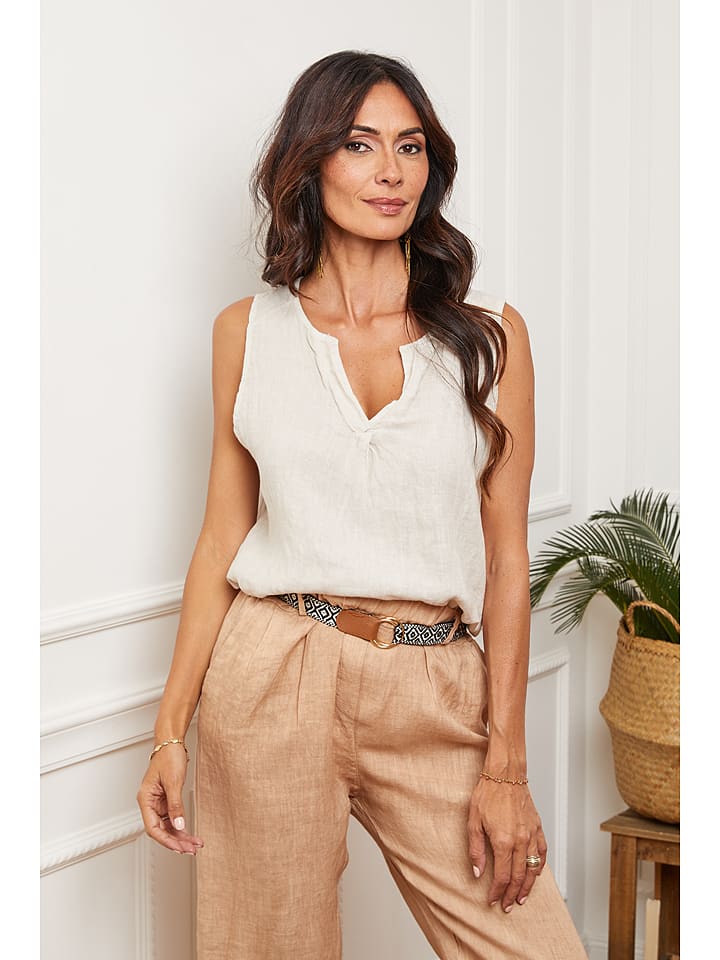 Fleur de Lin Leinen-Top "Harley" in Creme - XL