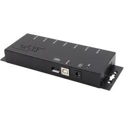 Exsys GmbH 7-Port USB 2.0 HUB (Metallgehäuse), inkl (USB-B, 7 Ports), Dockingstation + USB Hub, Schwarz