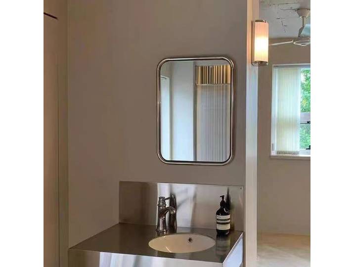 Miroir de vanité rond en acier inoxydable, décoration murale, miroir de salle de bain pour chambre à coucher médiévale