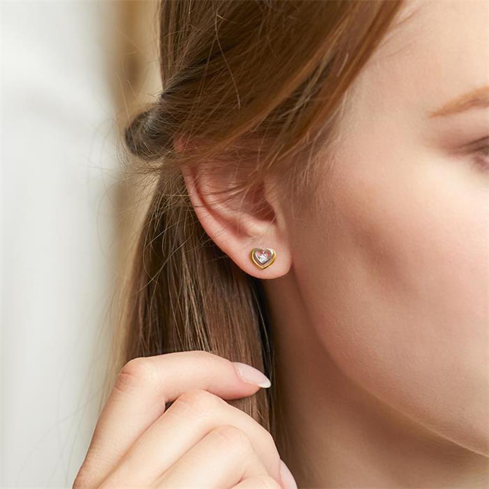 Unique Ohrstecker Herzen aus 585er Gold mit Diamanten silber-gold