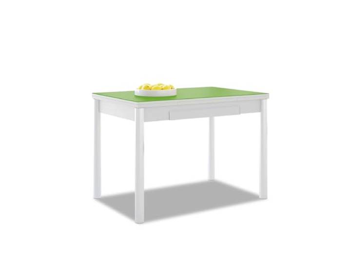 ASTIMESA Ausziehbarer Küchentisch, weißes Gestell mit Glasplatte, Grün, ideal für kleine Räume, 90 x 50 cm, ausziehbar 140 x 50 cm