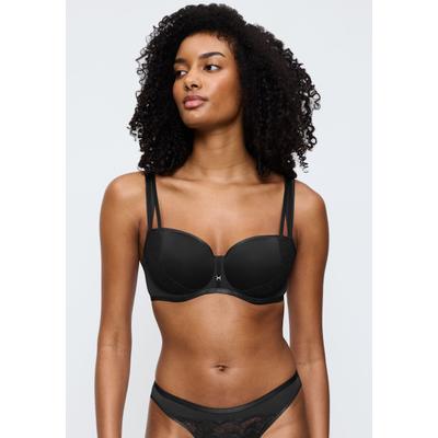 Balconette-BH TRIUMPH "Palina Moonlight Kiss", Damen, Gr. 80, Cup E, schwarz, Spitze, Obermaterial: 62% Polyester, 25% Polyamid, 13% Elasthan, BHs Balconette-BH, Triumph x Palina Rojinski, gefütterte Spacer-Cups, Spitze, Glitzergarn