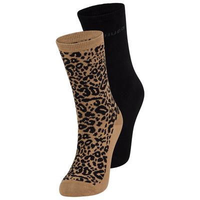 Socken HUGO UNDERWEAR "LEO LOGO", Damen, Gr. 39-42, Sockengröße, schwarz (schwarz, braun gem.), Baumwollmischung, uni und gemustert, elastisch, Socken Socken, mit HUGO-Schriftzug