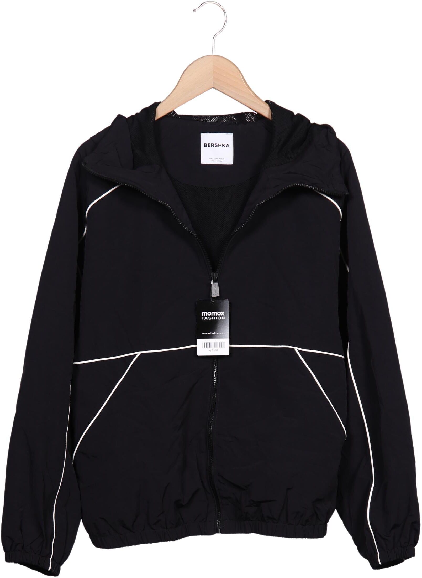 bershka Damen Jacke, Schwarz, Gr. L, Synthetik - Second Hand
