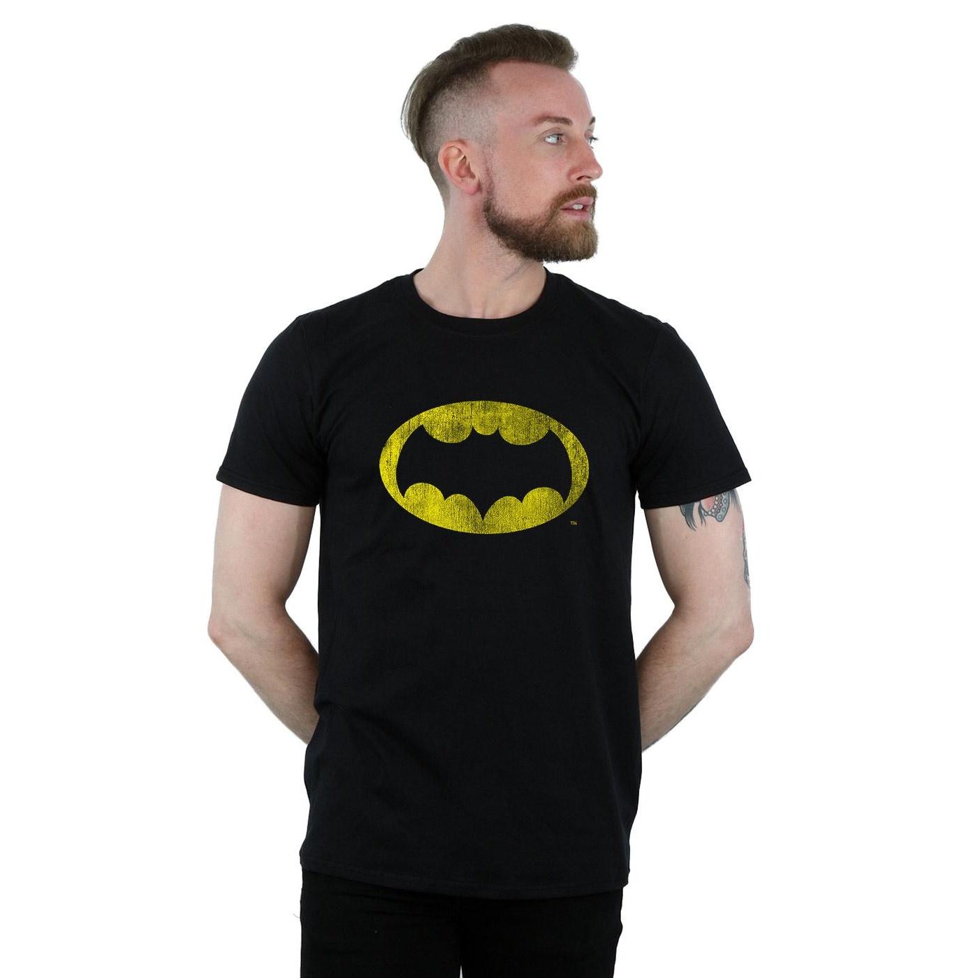 DC Comics Heren Batman TV-serie Distressed Logo T-Shirt (Zwart)
