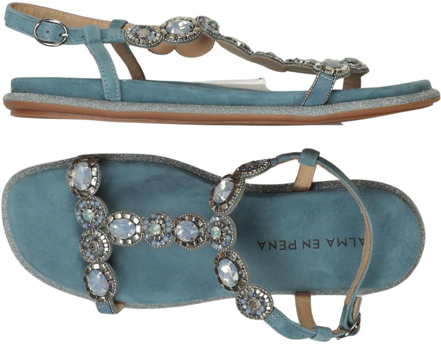 Alma en Pena Damen Sandalen, Türkis, Gr. EU 40, Leder - Second Hand