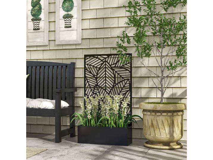 Outsunny Jardinière Treillis 61x23x113 cm pour Plantes Grimpantes