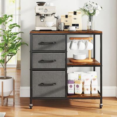 Lirago 3 Drawer Mobile File Cabinet with Charging Station Rolling Printer Stand with Open Storage Shelves