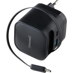 Intenso USB-Ladegerät Power Adapter W65ACIC GaN, 65 Watt, 2x USB-C und 1x USB-A, 3 Ports, Schnellladegerät, schwarz