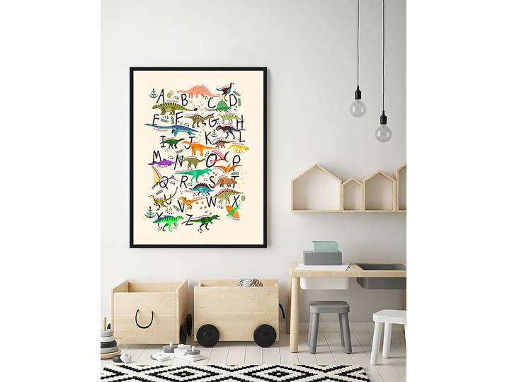 Tableau déco Dinosaur Alphabet 63 x 83cm Multicolore