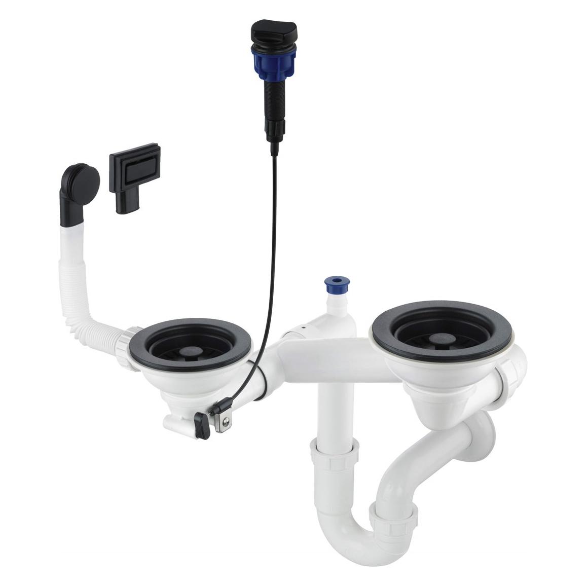 Siphon für 1 5- und 2-Becken-Granitspüle - Space-Saver (Siphon-Montagematerial) (ZXY N973)