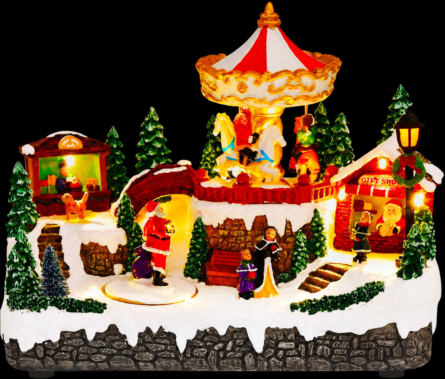 vidaXL Scène de village de Noël avec carrousel SALO