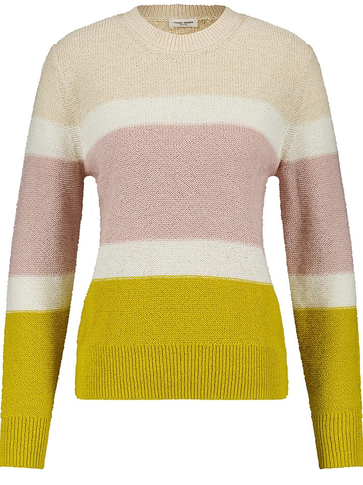 EDITION Pullover in Creme/ Rosa/ Gelb - 48