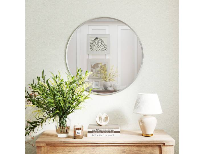 HOMCOM Miroir Mural Moderne 61x61cm Argent