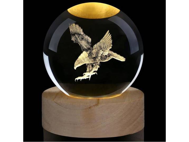Aigle Gifts Ornement aigle Cadeau pour femme/homme Boule de cristal 3D Ornement animaux Aigle Cir VEILLEUSE HORS PUERICULTURE