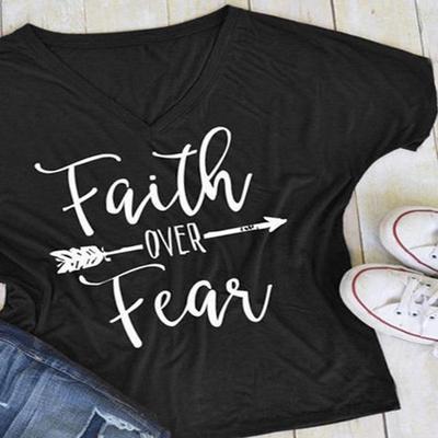"Faith Over Fear" T Shirt Black L