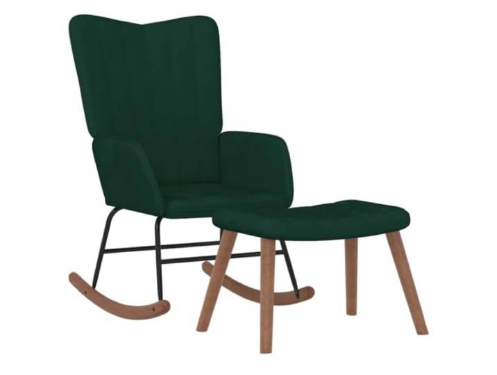 HFXHIJXQ Schaukelsessel mit Hocker Samt Dunkelgrün 2-Teilig Relaxstuhl Ergonomischer Stillstuhl mit sanfter Schaukelfunktion und gepolstertem Fußhocker für Wohnzimmer und Schlafzimmer.