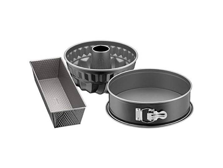 Original Kaiser Inspiration Backformen Backset 3-teilig, mit Springform (Flachboden), Gugelhupf Backform, Kastenform, Kuchenform antihaftbeschichtet, Schwarz