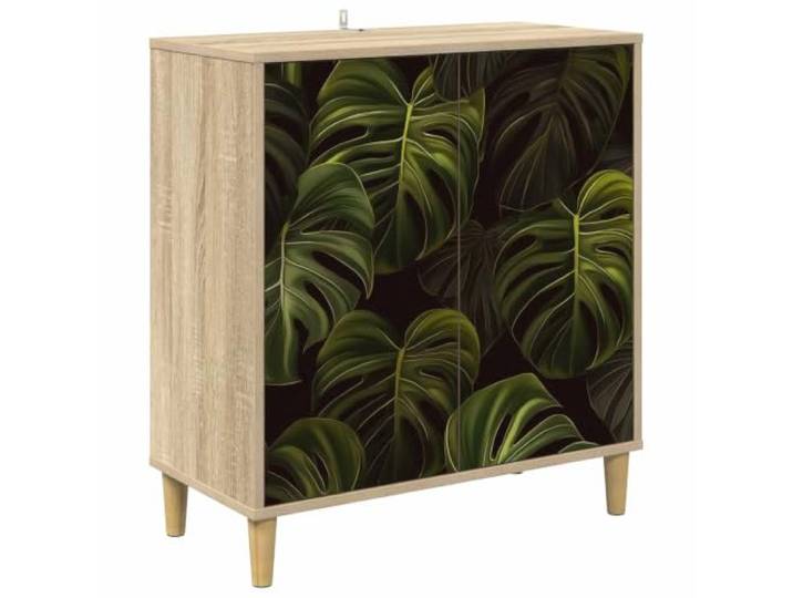 Fisinber Sideboard ELBURG Sonoma 69 x 33 x 75 cm Kommode 2 Türen Kompakter Beistellschrank aus Holzwerkstoff für Wohnzimmer und Schlafzimmer, 2-türig mit dekorativer Musterung.