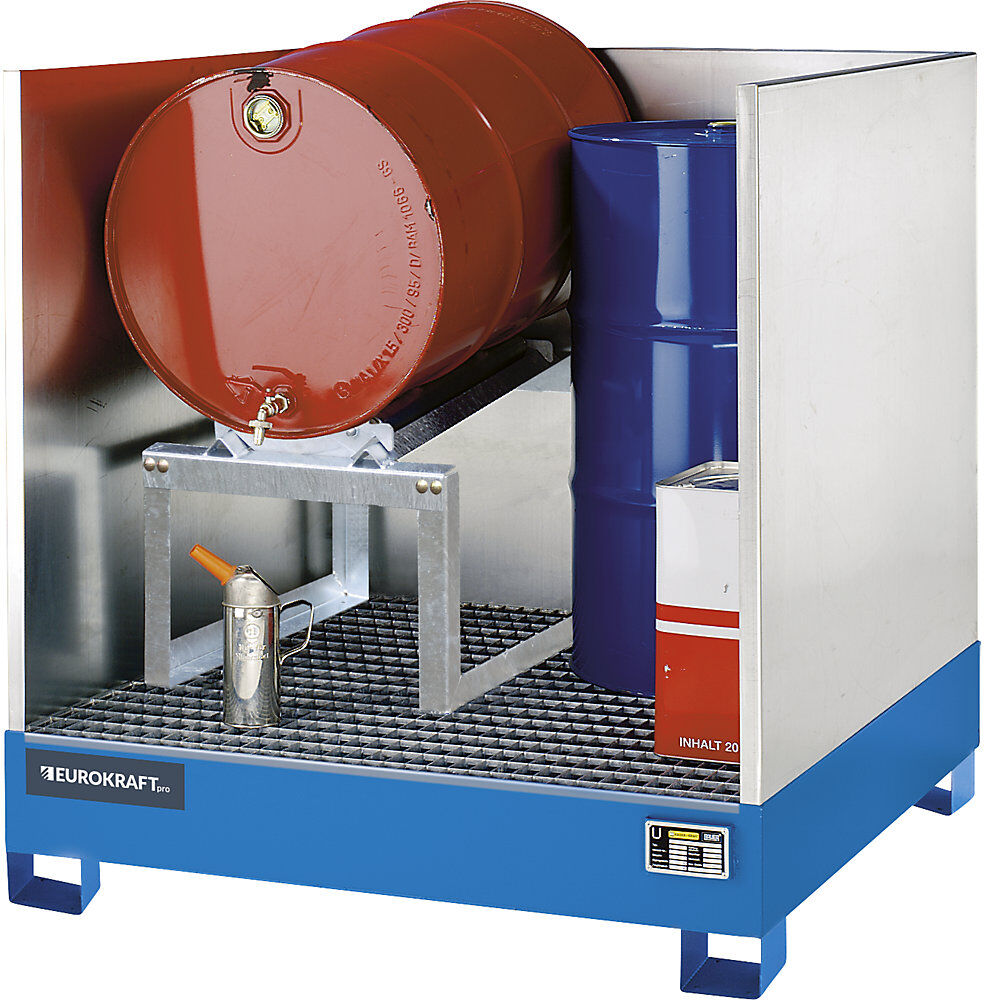 Spritzschutzwand, 3-seitig, für Auffangwanne LxB 1460 x 1460 mm, 3-seitig eurokraft pro