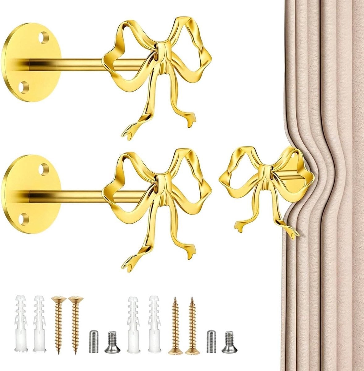 Set van 2 gouden decoratieve gordijnhouders in vlinderdasvorm