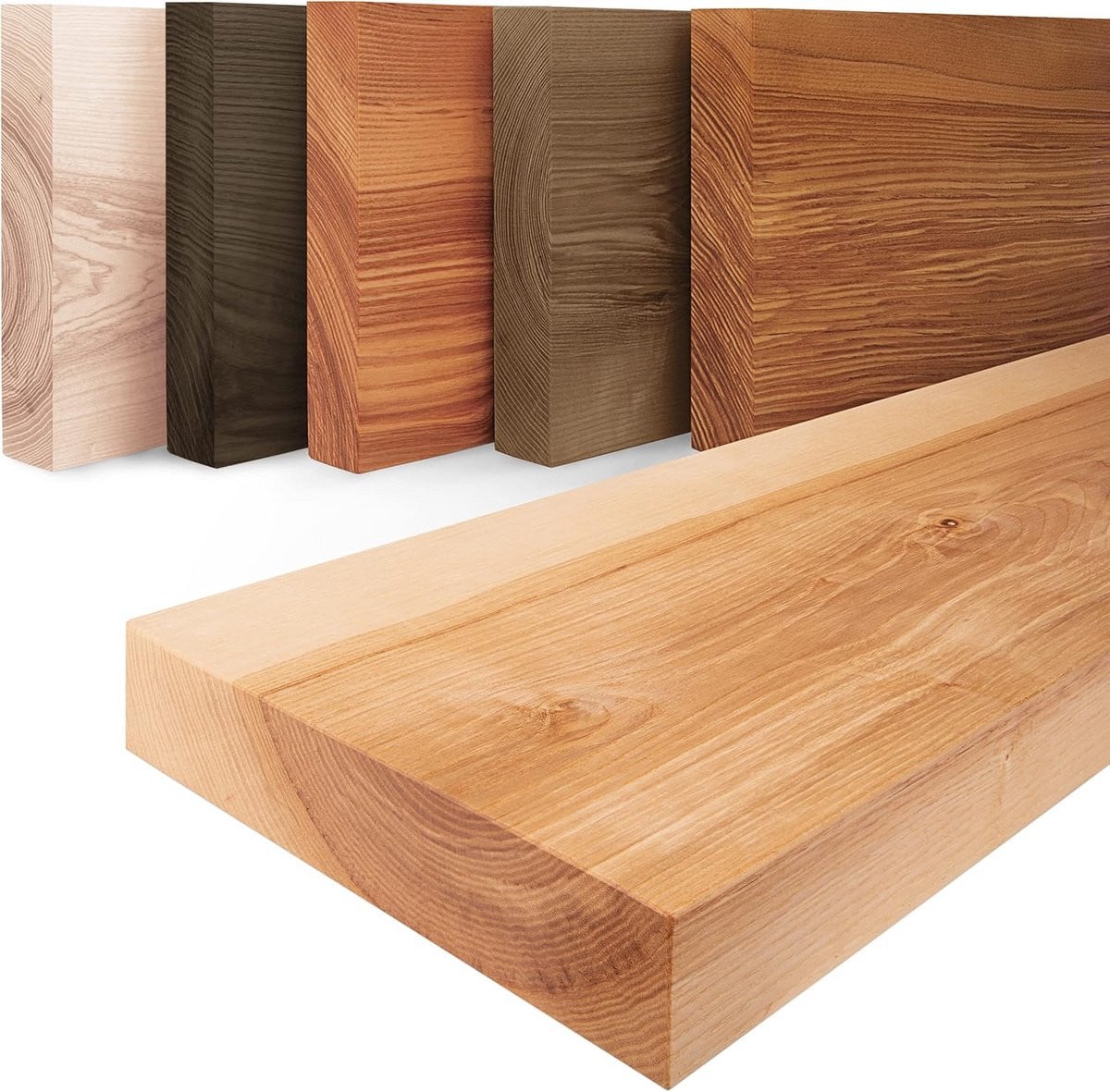 Massief Houten Zwevende Plank Natuurlijk 90 cm