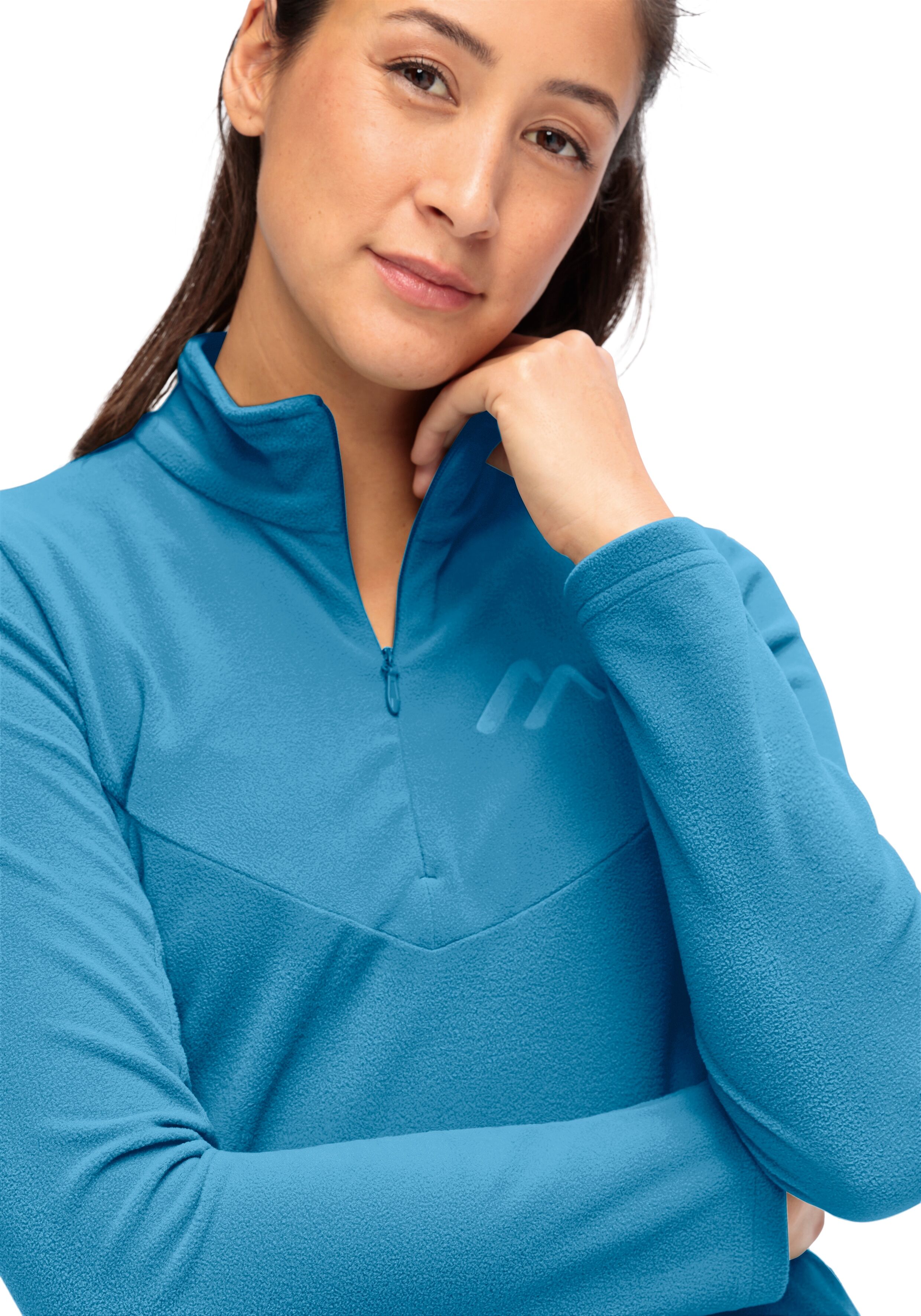 Rollkragenpullover MAIER SPORTS "DA-ROLLI DENISE HZ W", Damen, Gr. 38, aquatic blau, Obermaterial: 100% Polyester, Pullover Rollkragenpullover, mit schützendem Kragenbereich, aus Polyester aquatic blau 38