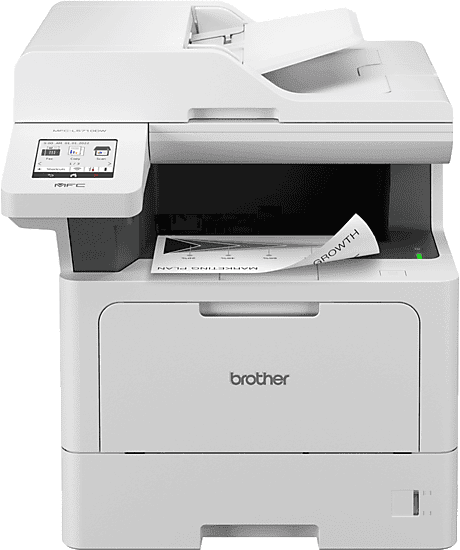 Impresora multifunción láser - Brother MFC-L5710DW, Monocromo, Red cableada y WiFi, Blanco