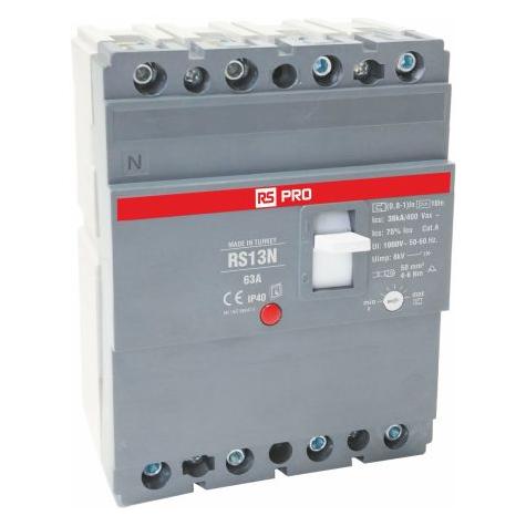 RS PRO RS RS13N, Schutzschalter 4-polig, 63A / Abs (683392)
