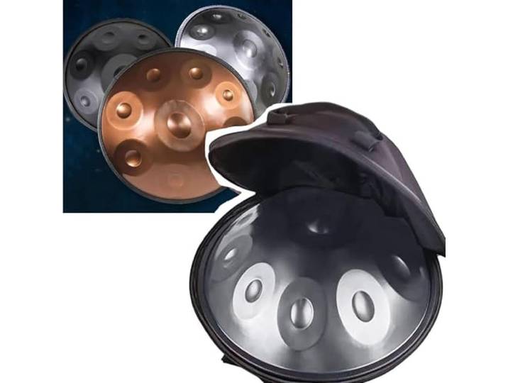 TOCTUS 18 Zoll Stahl Handtrommel Mit Tasche, 9 Noten Handpan Trommel Instrument In G-Moll 440Hz Anfänger Erwachsene Harmonische Percussion, Für Meditation, Musikalische Ausbildung (Color : Silver)