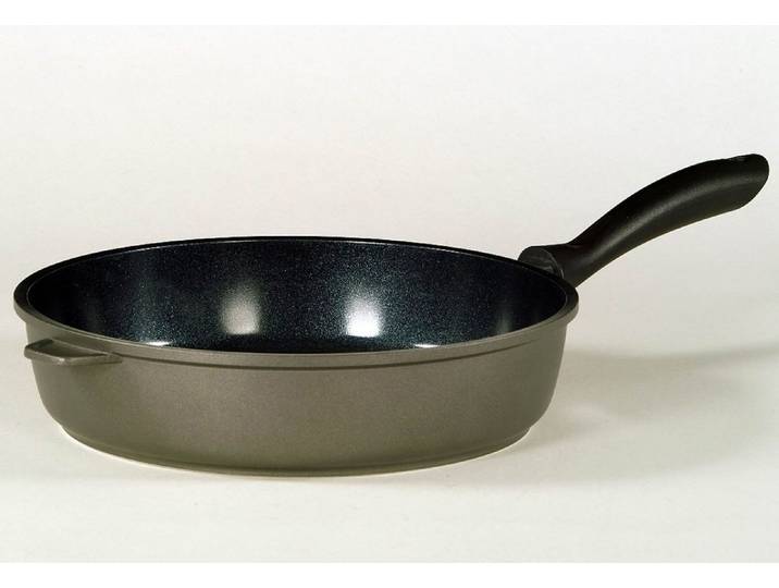 Bratpfanne KRÜGER Aluguss Pfanne tief Potsdam, 28 cm , grau, H:7cm Ø:28cm, Pfannen, Bratpfanne, für Induktions-Kochfelder geeignet