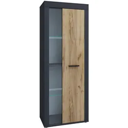 VCM, Vitrine + Buffetschrank, Schrank Vitrine Wohnzimmer Glas Usilo (60 x 35 x 159 cm)
