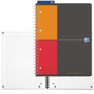 Oxford Collegeblock 400010756 Managerbook, A4, Innen- & Außenrand, 80 g/m², mit Register, liniert