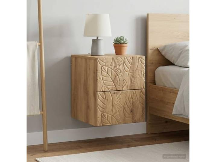 YUTAASU Wandmontierter Nachttisch 2 STK Artisan-Eiche Mit 2 Schubladen, Kompaktes Design, Moderner Stil, Robust, Für Schlafzimmer