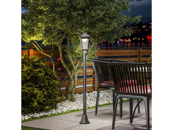 Outsunny Lampadaire Solaire Extérieur LED 127cm Noir