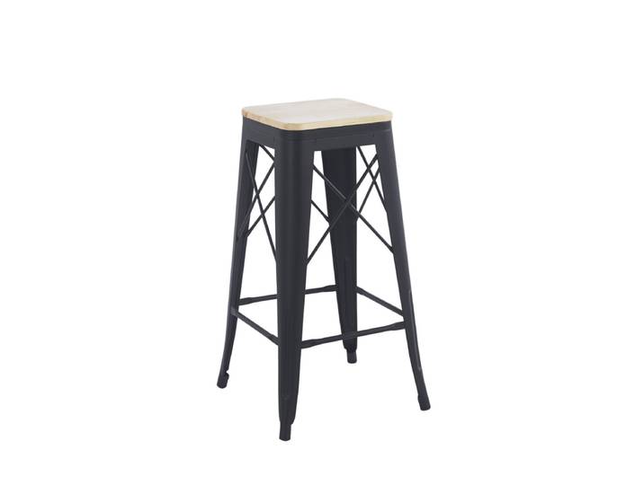 4er Set Valix Naturholz Hocker 76 cm - Schwarz mat