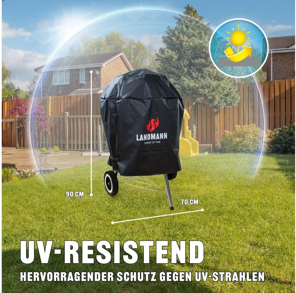 Grillabdeckhaube LANDMANN "Premium 90 x 70 x 70 cm", schwarz, B:70cm H:70cm T:90cm, Polyester, Hüllen, Grillabdeckhaube schwarz Einheitsgröße