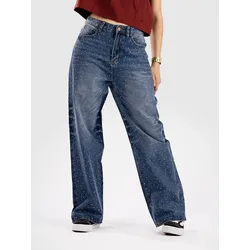Blue Tomato Rhinestone Baggy Denim Jeans denim with fade Gr. XS