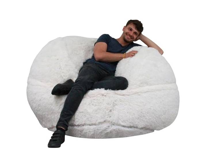 bananair - Sitzsack XXL mit Füllung für Erwachsene - Ultra Weich und Bequem mit Schaumstoff Füllung - Maschinenwaschbarer Bezug - Giant Bean Bag Chair, Sofa, Bed, Couch (140 cm, Weiß)