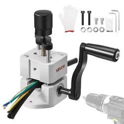 VEVOR Kabelschälmaschine, 1,5-25 mm, Manuelle Abisolierzange mit Handkurbel oder Bohrmaschine, 64Mn gehärtete Klingen, 45# Stahlrollen, ABC- & PC-Drahtschäler, Kabelabisoliermaschine