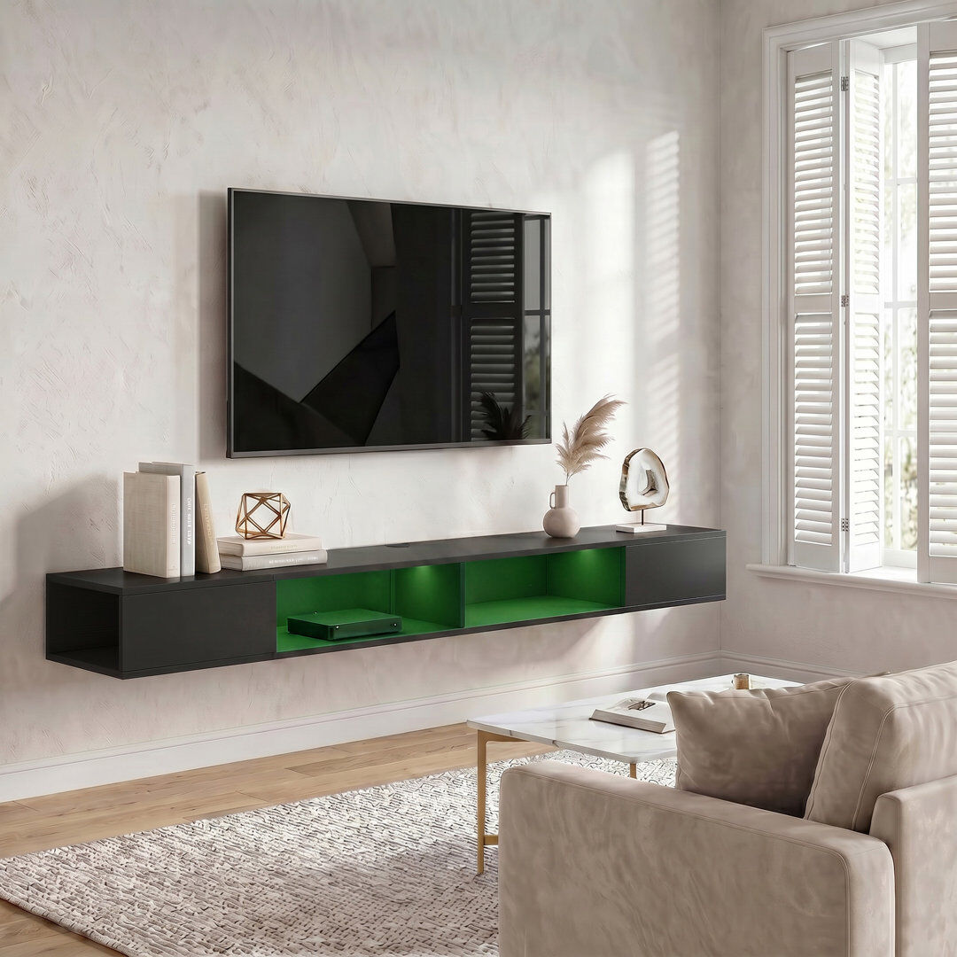 HOMCOM TV Stand for TVs Wall-Mounted 4 Shelves Black 75"