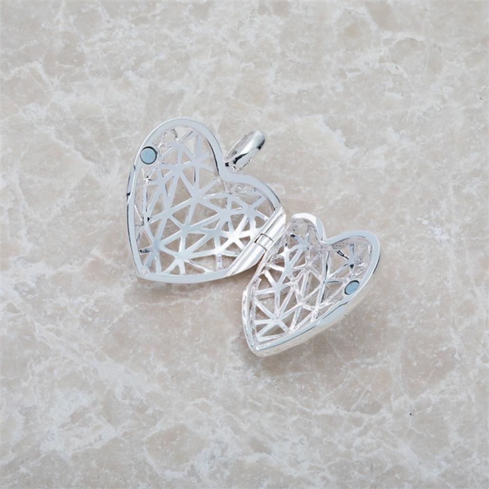 Unique 925er Silber Kette mit Medaillon Herz silber