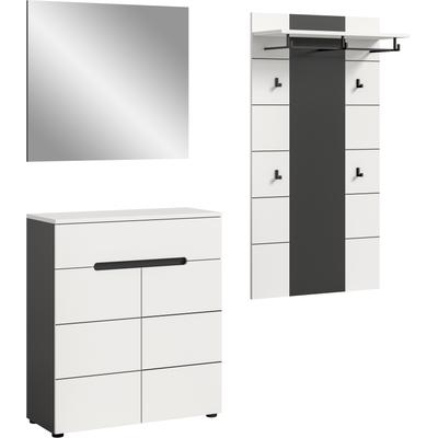 Garderoben-Set HOME AFFAIRE "REHAT, TOPSELLER, 3-teilig, Breite 175 cm, individuell erweiterbar", basalt grau, weiß, Kastenmöbel-Sets, Garderobenkombination, Kombination, Set, Flurgarderobe, Diele